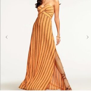 Ramy Brook Faretta Strapless Maxi Dress in Gold/Orange